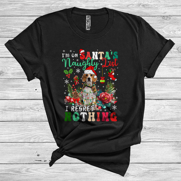 MacnyStore - I'm On Santa's Naughty List I Regret Nothing Cute Christmas Santa Beagle Lover T-Shirt