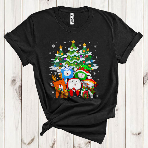 MacnyStore - Christmas Group Santa Reindeer Elf Snowman Teeth Xmas Tree Dentist Lover T-Shirt