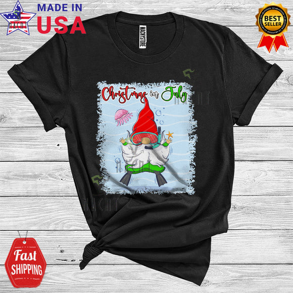 MacnyStore - Christmas In July Gnome Diving Cool Ocean Marine Scuba Diving Lover Summer Vacation T-Shirt