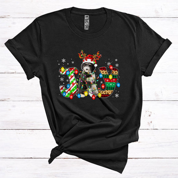 MacnyStore - Christmas Joy Bernedoodle Reindeer Santa Xmas Lights Cute Animal Owner T-Shirt