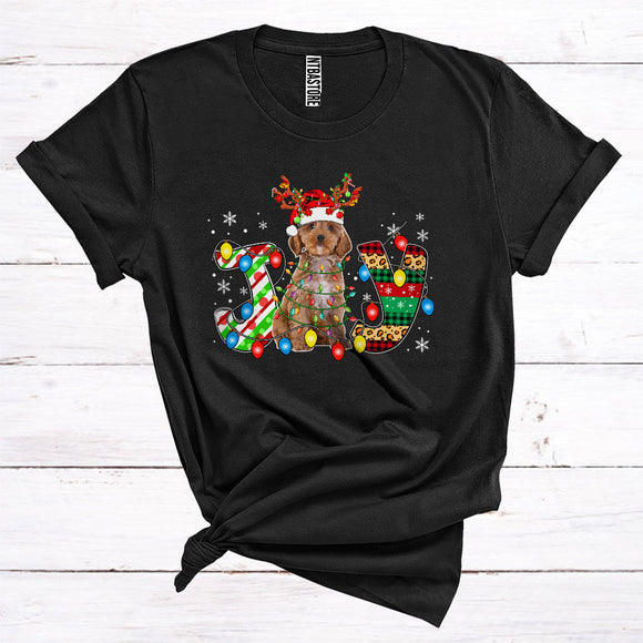 MacnyStore - Christmas Joy Cockapoo Reindeer Santa Xmas Lights Cute Animal Owner T-Shirt