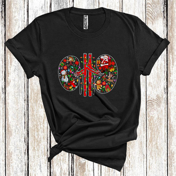 MacnyStore - Christmas Kidneys Shape Cute Christmas Santa Reindeer Elf Snowman Dialysis Technician Group T-Shirt