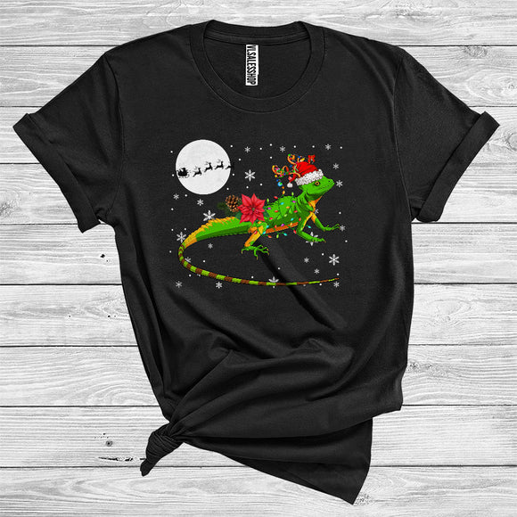 MacnyStore - Christmas Lizard Santa Reindeer Xmas Lights Funny Wild Animal Zoo Lover T-Shirt