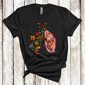 MacnyStore - Christmas Lung Shape Cute Xmas Santa Reindeer Elf Snowman Matching Respiratory Therapist RT Group T-Shirt