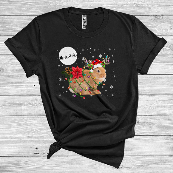 MacnyStore - Christmas Rabbit Santa Reindeer Xmas Lights Funny Wild Animal Zoo Lover T-Shirt