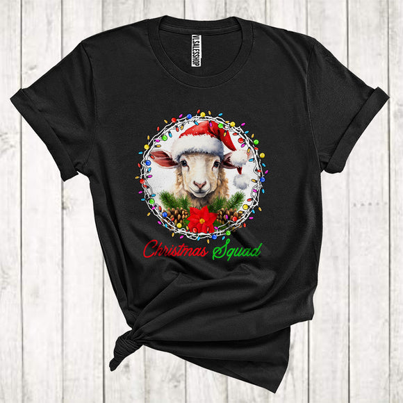 MacnyStore - Christmas Squad Cute Santa Sheep In Christmas Lights Circle Farmer Animal Lover T-Shirt
