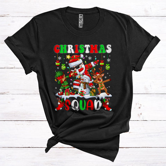 MacnyStore - Christmas Squad Funny Dabbing Santa Snowman Reindeer Elf Xmas Light Matching Group T-Shirt