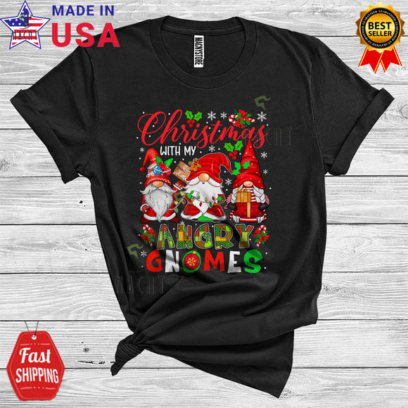 MacnyStore - Christmas With My Angry Gnomes Cute Santa Gnome Snowing Lover Matching Group T-Shirt