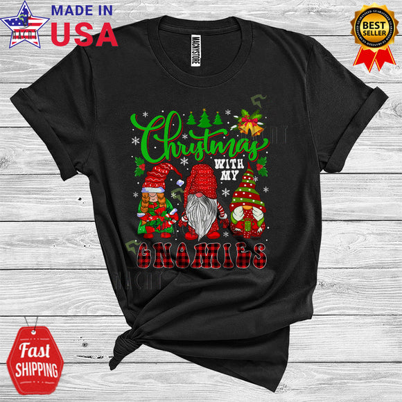MacnyStore - Christmas With My Gnomies Cool Christmas Gnome Snowing Lover Matching Group T-Shirt