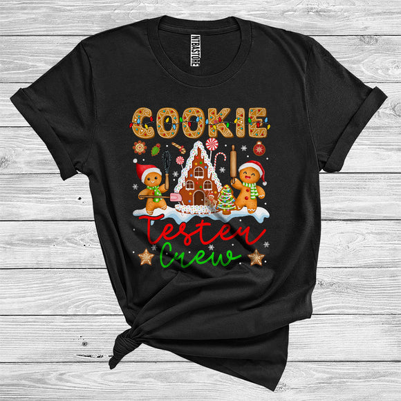 MacnyStore - Cookie Tester Crew Cool Christmas Snow Baker Tester Santa Gingerbread Family Group T-Shirt