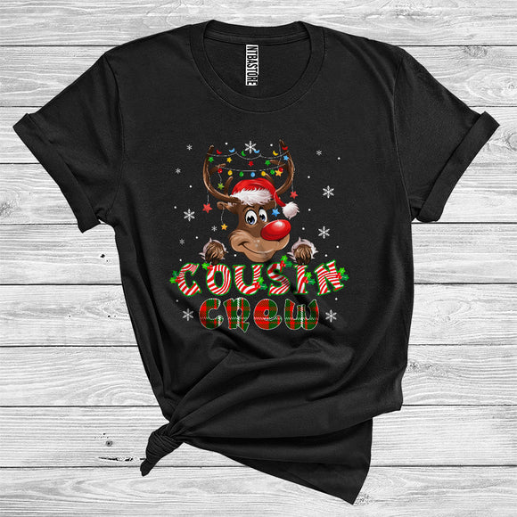 MacnyStore - Cousin Crew Cute Christmas Lights Xmas Santa Reindeer Lover Kids Matching Family Group T-Shirt
