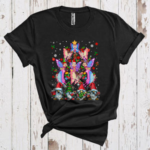 MacnyStore - Cute Butterfly Christmas Tree Funny Christmas Lights Xmas Gnome Butterfly Lover T-Shirt