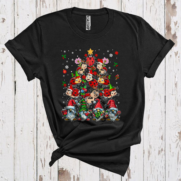 MacnyStore - Cute Ladybug Christmas Tree Funny Christmas Lights Xmas Gnome Ladybug Lover T-Shirt