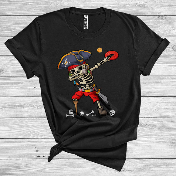 MacnyStore - Dabbing Skeleton Pirate Funny Disc Golf Player Matching Sport Team Halloween T-Shirt