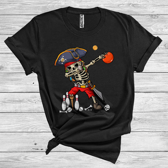 MacnyStore - Dabbing Skeleton Pirate With Ball Funny Bowling Player Matching Sport Team Halloween T-Shirt