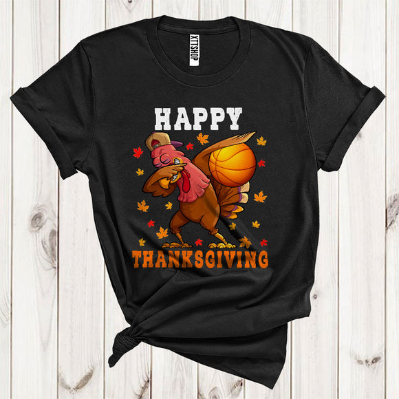 MacnyStore - Dabbing Turkey Basketball Cool Fall Turkey Autumn Lover Matching Player Thanksgiving T-Shirt
