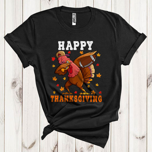MacnyStore - Dabbing Turkey Football Cool Fall Turkey Autumn Lover Matching Player Thanksgiving T-Shirt
