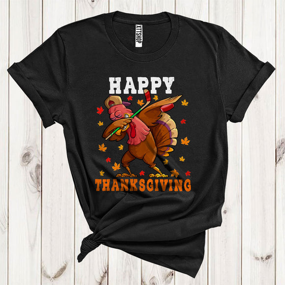 MacnyStore - Dabbing Turkey Hockey Cool Fall Turkey Autumn Lover Matching Player Thanksgiving T-Shirt