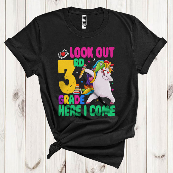MacnyStore - Dabbing Unicorn Pencil Look Out 3rd Grade Here I Come Cute Back To School Kids T-Shirt