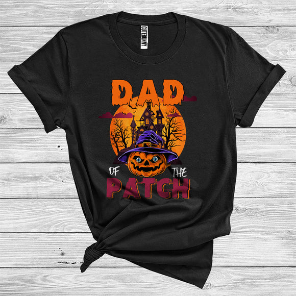 MacnyStore - Dad Of The Patch Funny Halloween Costume Horror Witch Carved Pumpkin Family Group T-Shirt