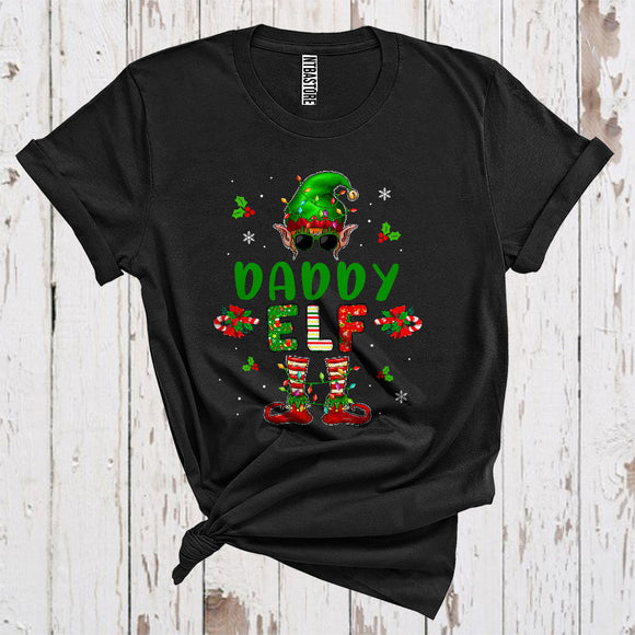MacnyStore - Daddy Elf Funny Christmas Lights Sunglasses Elf Costume Matching Family Group T-Shirt