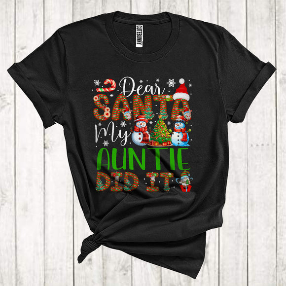 MacnyStore - Dear Santa My Auntie Did It Cute Christmas Snowmen With Xmas Tree Pajama Family Group T-Shirt