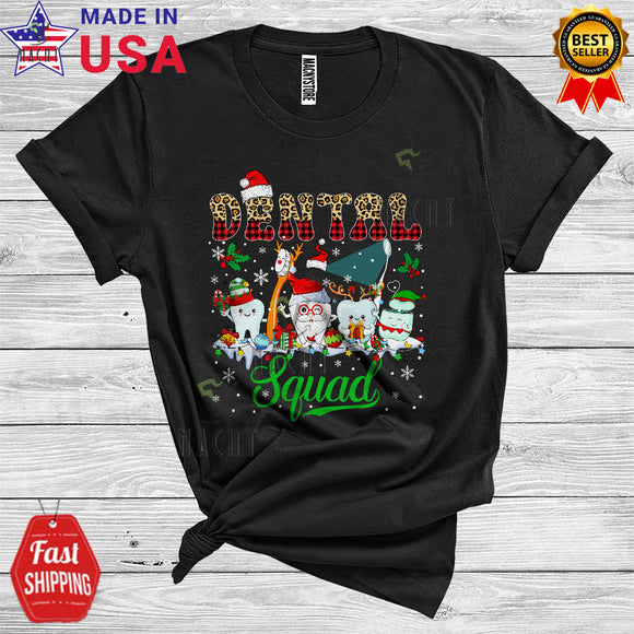 MacnyStore - Dental Squad Funny Christmas Lights Santa ELF Reindeer Tooth Hygienist Dentist Matching Jobs Group T-Shirt