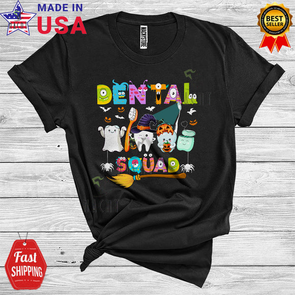 MacnyStore - Dental Squad Funny Halloween Boo Ghost Witch Pumpkin Tooth Hygienist Dentist Matching Jobs Group T-Shirt