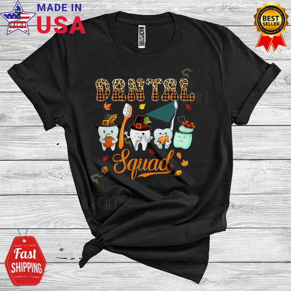 MacnyStore - Dental Squad Funny Thanksgiving Fall Pilgrim Pumpkin Tooth Hygienist Dentist Matching Jobs Group T-Shirt