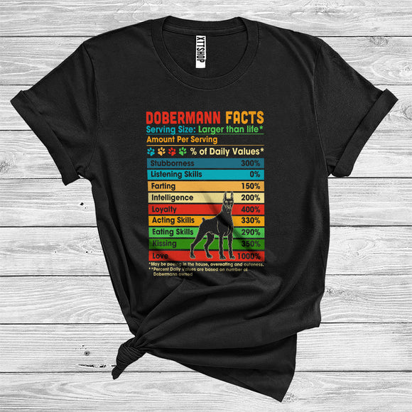 MacnyStore - Dobermann Facts Percent Of Daily Values Funny Skills Puppy Owner T-Shirt