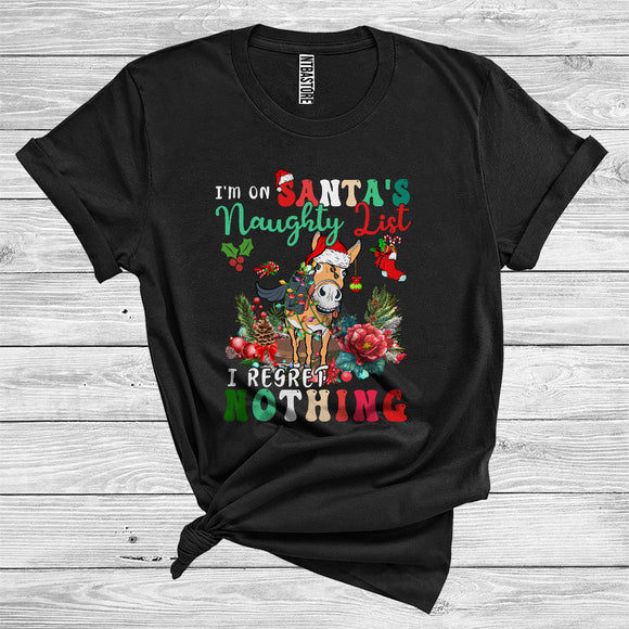 MacnyStore - Donkey I'm On Santa's Naughty List I Regret Nothing Funny Christmas Santa Farm Animal Lover T-Shirt
