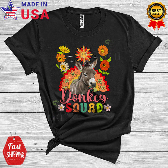 MacnyStore - Donkey Squad Funny Farmer Women Girl Floral Rainbow Animal Lover T-Shirt