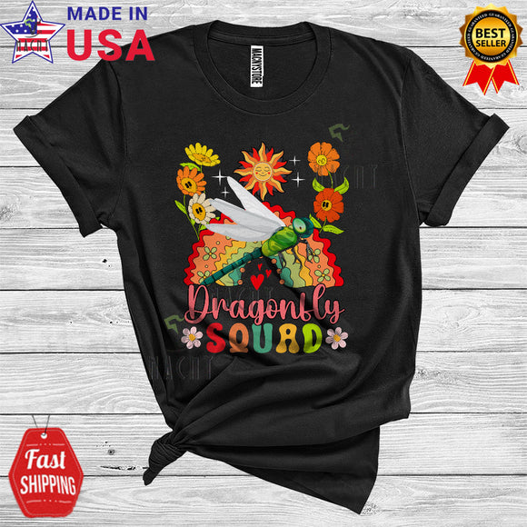 MacnyStore - Dragonfly Squad Funny Insect Lover Women Girl Floral Flower Rainbow Sun T-Shirt