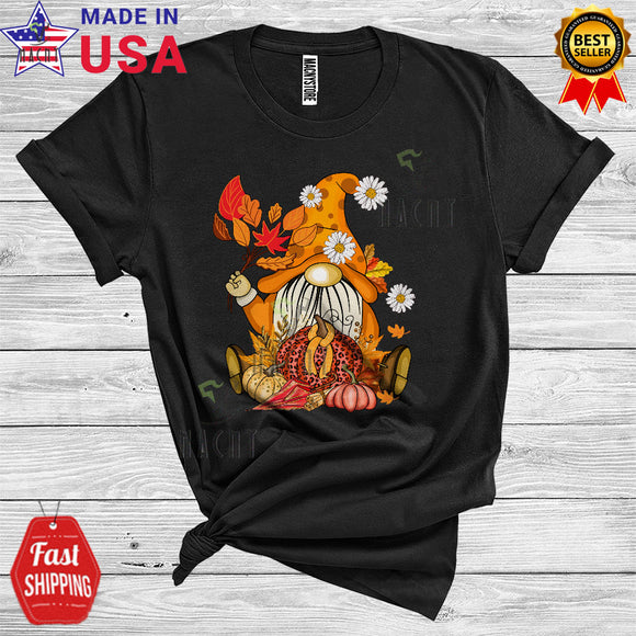 MacnyStore - Fall Cute Gnome Thanksgiving Pumpkin Leopard Plaid Floral Lover Matching Group T-Shirt