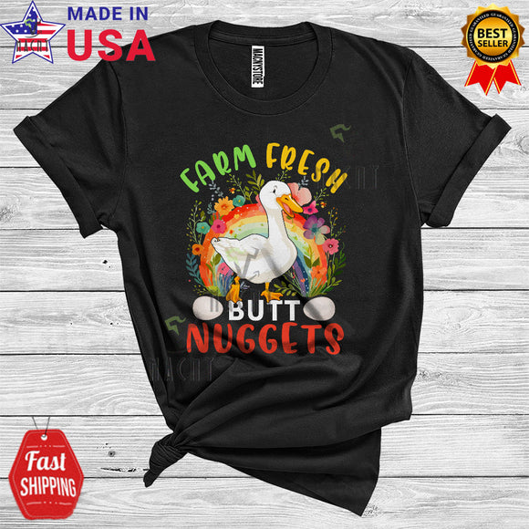 MacnyStore - Farm Fresh Butt Nuggets Funny Eggs Duck Farmer Floral Lover T-Shirt