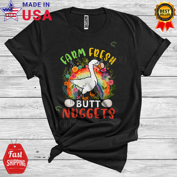 MacnyStore - Farm Fresh Butt Nuggets Funny Eggs Goose Farmer Floral Lover T-Shirt
