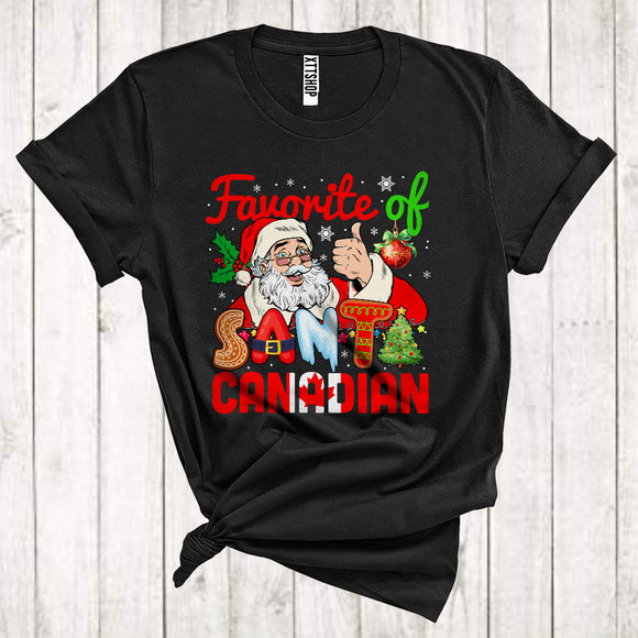 MacnyStore - Favorite Of Santa Canadian Funny Christmas Santa Canadian Matching Xmas Pajama Family Group T-Shirt