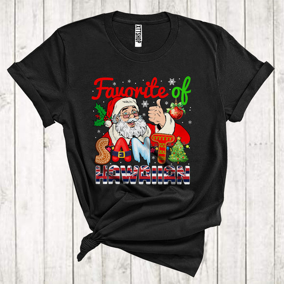 MacnyStore - Favorite Of Santa Hawaiian Funny Christmas Santa Hawaiian Matching Xmas Pajama Family Group T-Shirt