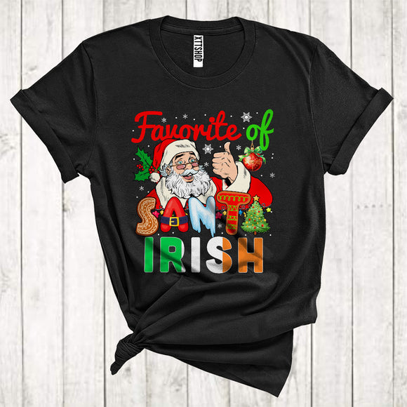 MacnyStore - Favorite Of Santa Irish Funny Christmas Santa Irish Matching Xmas Pajama Family Group T-Shirt