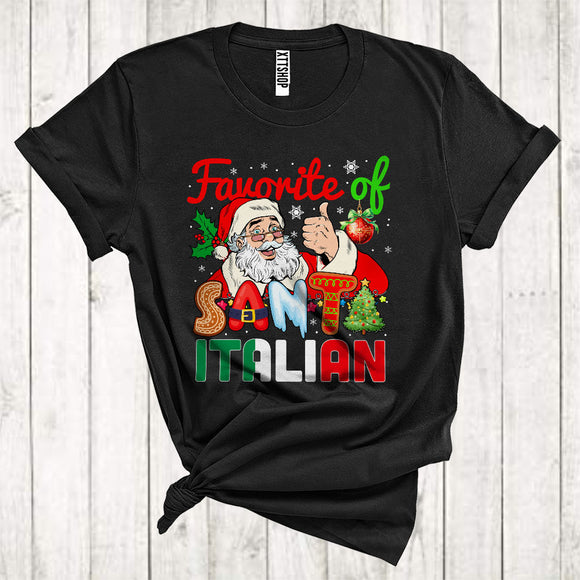 MacnyStore - Favorite Of Santa Italian Funny Christmas Santa Italian Matching Xmas Pajama Family Group T-Shirt