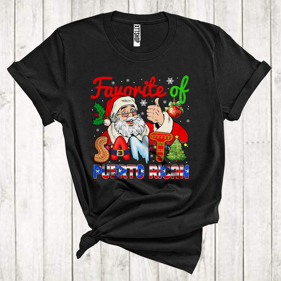 MacnyStore - Favorite Of Santa Puerto Rican Funny Christmas Santa Puerto Rican Matching Xmas Pajama Family Group T-Shirt