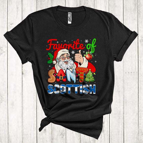 MacnyStore - Favorite Of Santa Scottish Funny Christmas Santa Scottish Matching Xmas Pajama Family Group T-Shirt