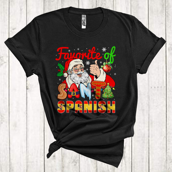 MacnyStore - Favorite Of Santa Spanish Funny Christmas Santa Spanish Matching Xmas Pajama Family Group T-Shirt