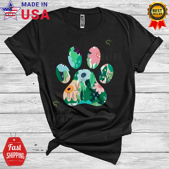 MacnyStore - Floral Flowers Puppy Paw Cute Animal Owner Lover Kids Toddler T-Shirt