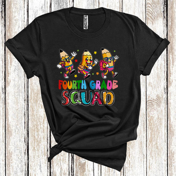 MacnyStore - Fourth Grade Squad Funny Three Pencils Students Back To School First Day Of School T-Shirt
