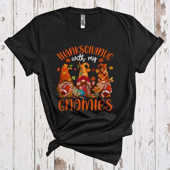 MacnyStore - Funny Thanksgiving With My Gnomies Players Football Sporty Group Fall Leaves T-Shirt