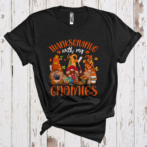 MacnyStore - Funny Thanksgiving With My Gnomies Players Hockey Sporty Group Fall Leaves T-Shirt