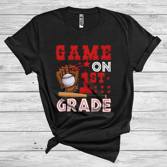 MacnyStore - Games On 1st Grade Funny Baseball Team First Day Of School Kid Sports Lover Back To School T-Shirt