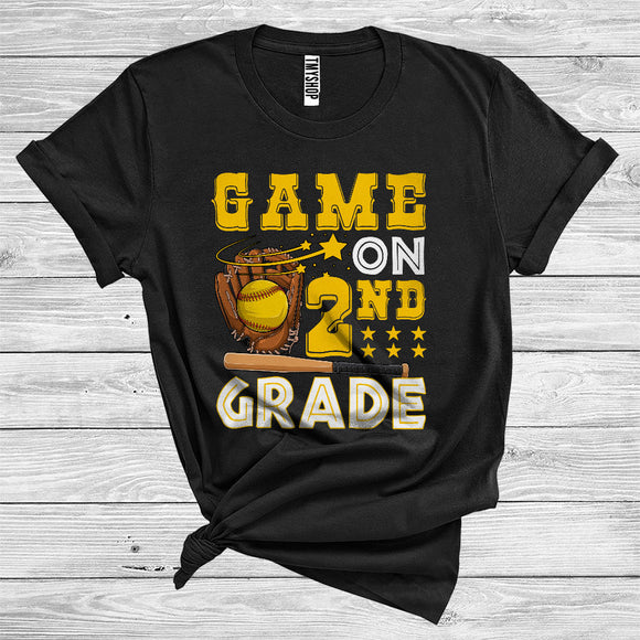 MacnyStore - Games On 2nd Grade Funny Softball Team First Day Of School Sports Lover Back To School T-Shirt
