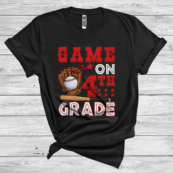 MacnyStore - Games On 4th Grade Funny Baseball Team First Day Of School Kids Sports Lover Back To School T-Shirt